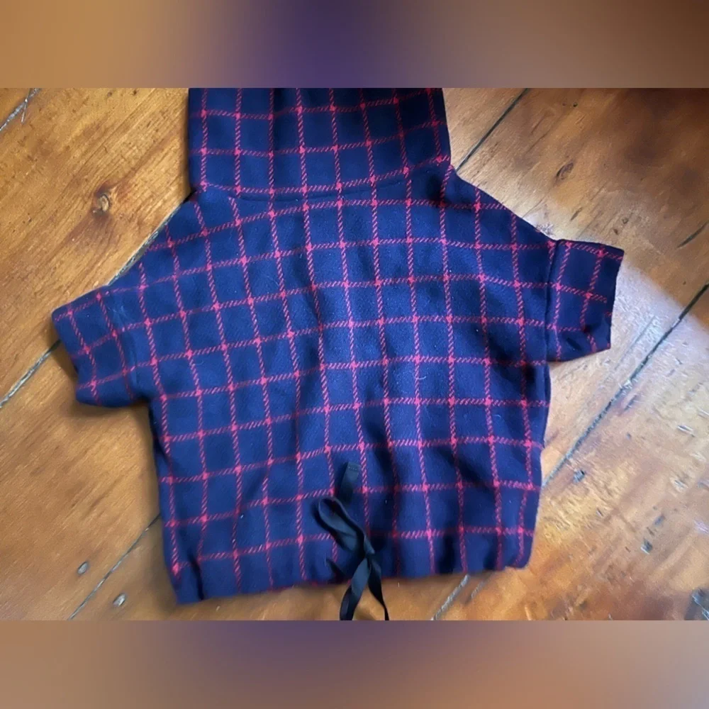 Jcrew Crewcuts Girls Medium wool mockneck top plaid drawstring waist